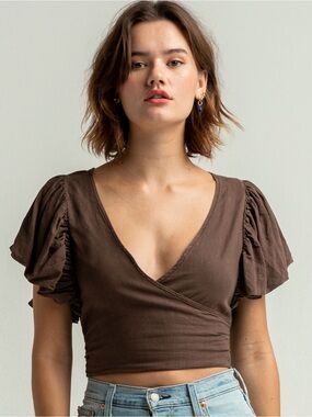 Free People Can’t Get Enough Wrap Tee- Size L